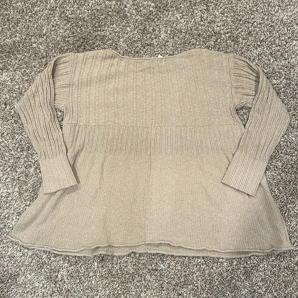 24. Free People Delancey Babydoll Peplum Sweater in Beige - Picture 5 of 12